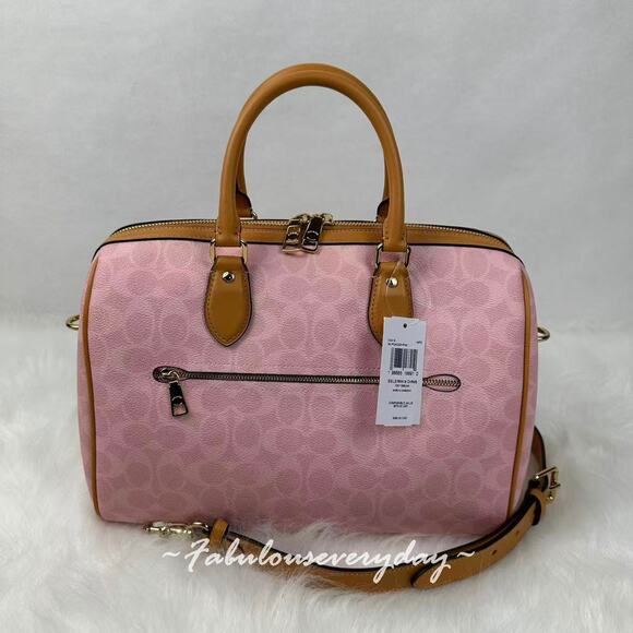 Coach Rowan Large Satchel Bag Signature Canvas with Charms CEA19 Powder Pink NWT - Picture 3 of 9